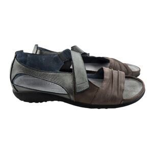 Naot Papaki Sandals Women 7 7.5 38 Gray Metallic Pewter Adjustable Strap Comfort